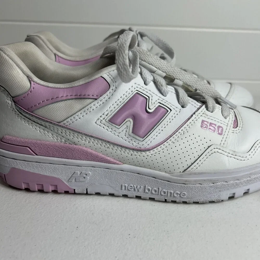 New Balance 550 Women Shoes Size 8.5 Pink Bubblegum Cloud Leather Sneakers